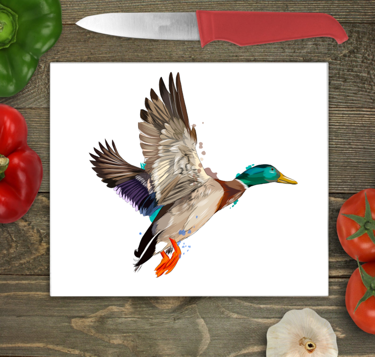 Mallard Duck Glass Chopping Board, Mallard Duck Worktop Protect - Click Image to Close